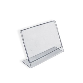 Azar Displays 112742 Horizontal Slanted, L-Shape 3-Inch Width by 2-Inch Height Acrylic Sign Holder, 10-Piece Set