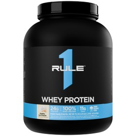 Rule 1 Whey Protein – 24g Fast-Acting Protein from All-Whey Sources with Naturally Occurring EAAs & BCAAs for Workout Recovery or Anytime Use (5 Pounds*, Vanilla Ice Cream)