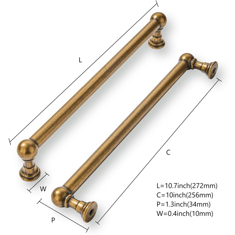khtumeware 10 Pack 10 Inch Hole Center Antique Brass Cabinet