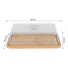 HOMBEYT Panera Transparente Con Tabla De Bambu Elegante Minimalista