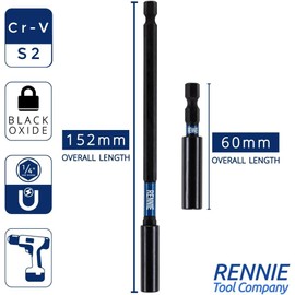 4 Pack Magnetic 60mm & 152mm Long Impact Duty Screwdriver Drill/Bit Holder Fits Milwaukee Dewalt Bosch Milwaukee WERA etc. Impact Drill Hex Extension Bar/Tool Holders/Adapter