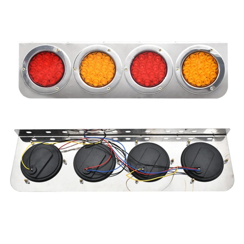 4x 4-inch 16LED Round Truck Tail Stop Turn Brake Lights