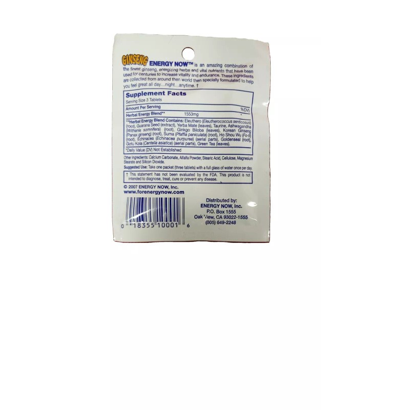 Energy Now Ginseng Energy Now, 48 Packs X 3 to
