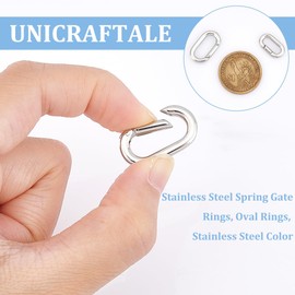 UNICRAFTALE 2pcs 2 Styles Stainless Steel Spring Gate Rings Snap Clasps Oval Clips Snap Hooks Spring Keyring Buckle Clasps for Bag Purse Shoulder Strap Key Chains