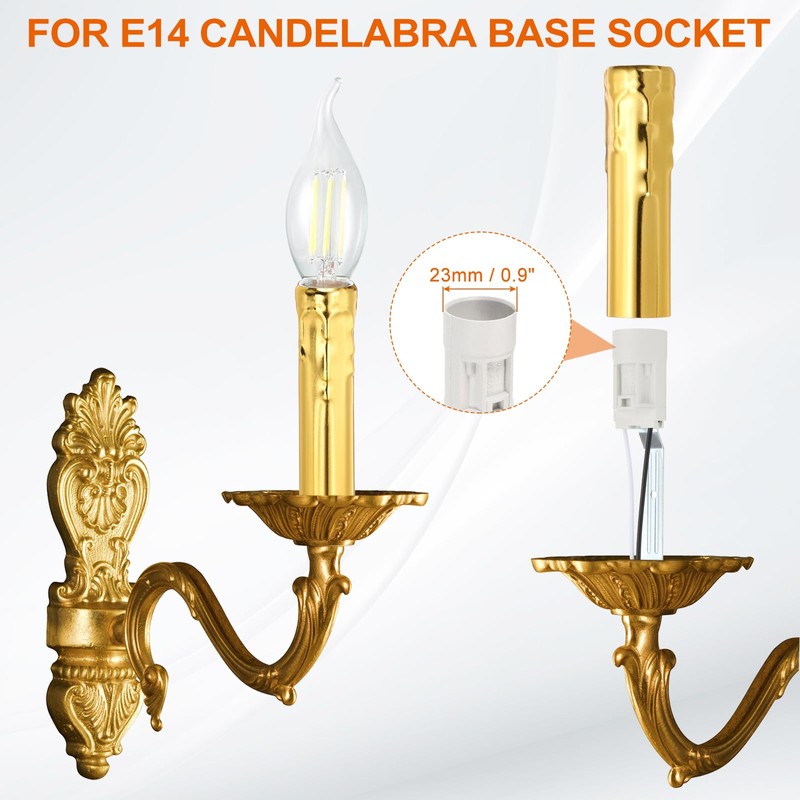 PATIKIL 3.94 Tall Candle Covers Sleeves, 9 Pcs Metal E14