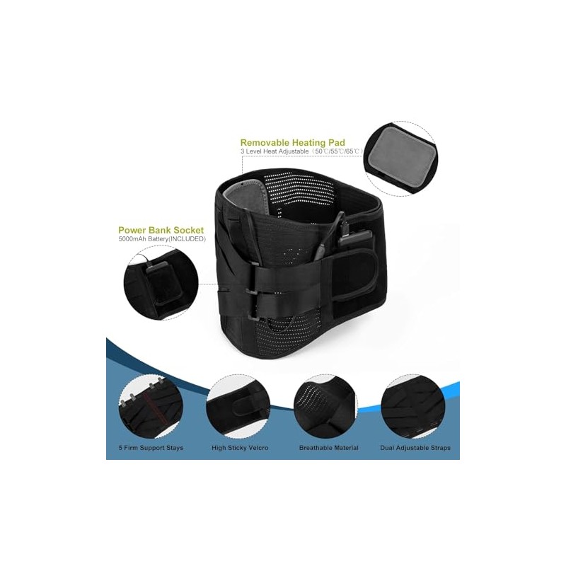 HONGJING Back Support Belt with Heat for Lower Back Pain