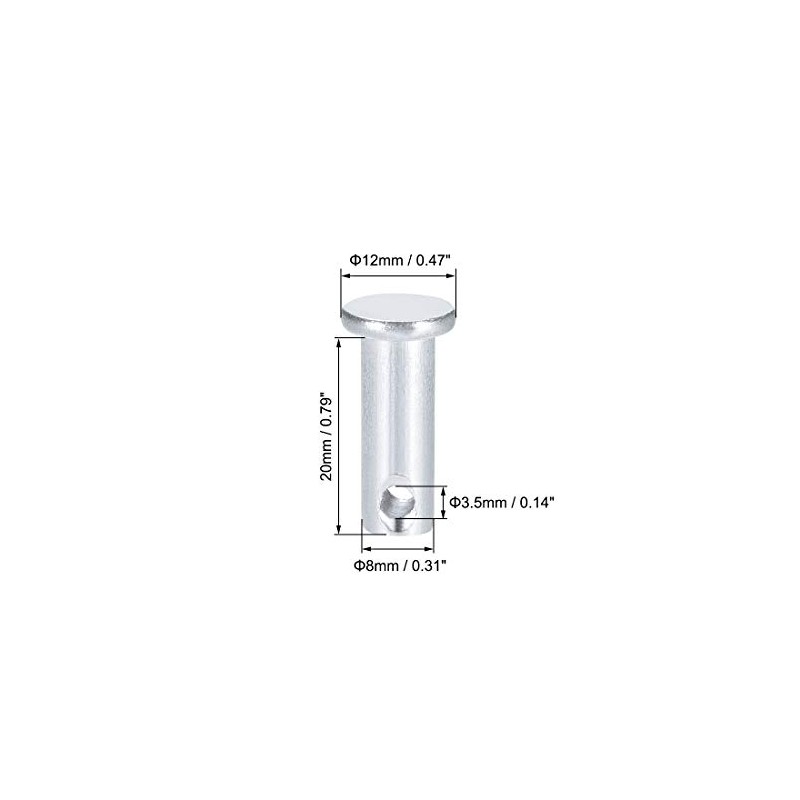 sourcing map Fork Bolts Single Hole Flat Head Round Bolts