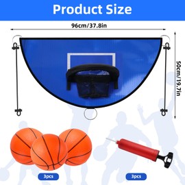 Trampoline Basketball Hoop, Universal Mini Basketball Hoop, Tear-Off Edge for Diving Trampoline Basketball Attachment with 3 Mini Basketballs, Trampoline Accessories for Children Adults Indoor and
