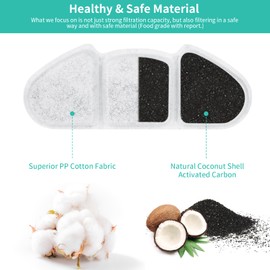 Kastty 8+8 Replacement F-ilters for Kastty 4L/135oz Stainless Steel Pet Water Fountain, 6.5inch Larger Size and More Active Carbon than Others, 8 Pack F-ilters + 8 Pack P-ump F-ilters