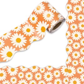 Whaline 32.8ft Daisy Flower Bulletin Board Borders Boho Flower Die-Cut Rolled Border Trim for School Classroom Office Chalkboard Decoration