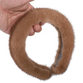 Women's Genuine Mink Fur Hairband, Real Fur Makeup Headband, Lady Luxury Hair Accessory (Light Brown, One Size)
