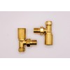Round Brushed Gold Valve Set - Heated Towel Rail/Radiator Block