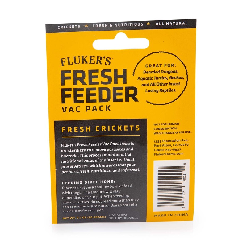 Fluker's Fresh Feeder Vac Pack Crickets, All Natural and Preservative