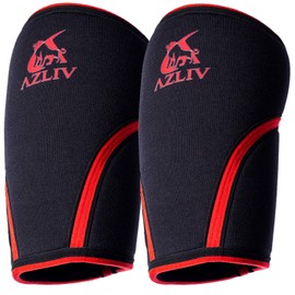 AZLIV (アズリブ) ニースリーブ 7mm ニーサポーター 膝サポーター 筋トレ 筋力トレーニング スクワット ウエイトトレーニング ジム (赤, S)
