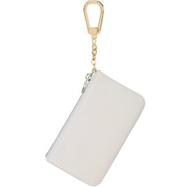 Veki Coin Purse Change Mini Purse Wallet With Key Chain Ring Zipper for Men Women Fashionable Bag Key Chain Pendant Leather Classic Clutch Purse (Solid color-White)