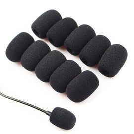 10 Pcs Headset Microphone Sponge 30x8mm Replacement Income Microphone Cover Headphone Windshield Noise Prevention Black Windscreen