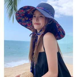 HUAMULAN 6" Super Wide Brim Women Sun Hat Lady Summer Floppy Packable Wired Edge Bucket Hats UV Protection Beach Travel Fishing Garden