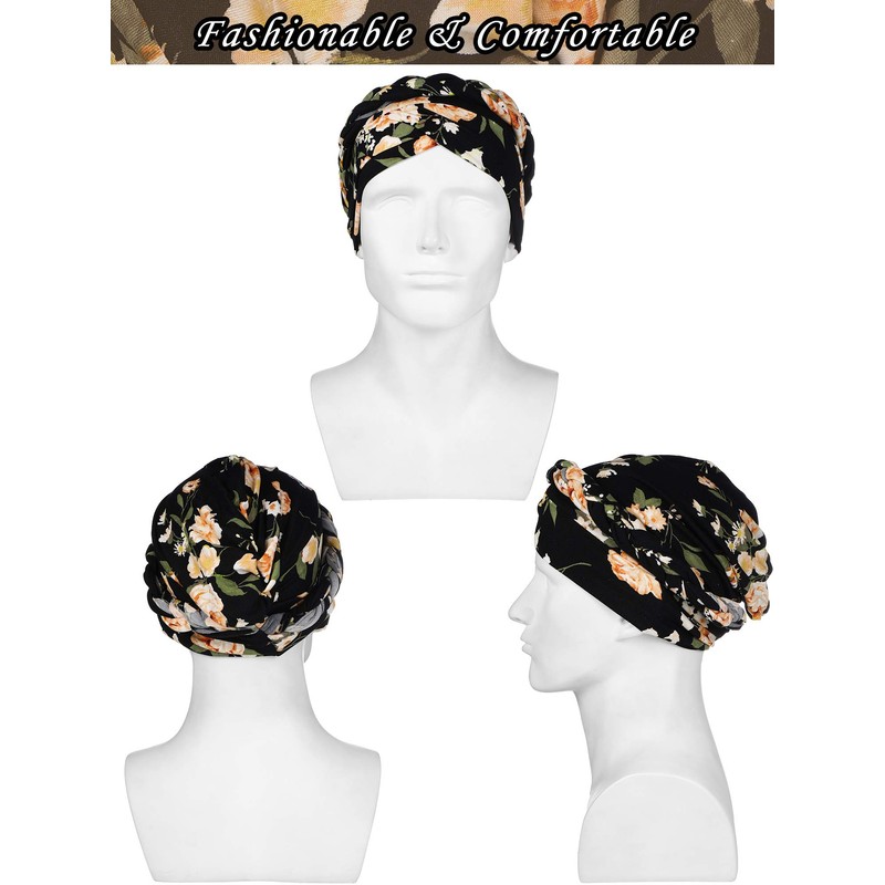 SATINIOR 3 Turbante para Mujer Capó Preatado Gorro de Dormir