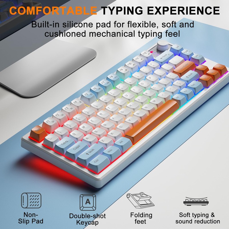 BlueFinger 75% Wireless Gaming Keyboard and Mouse with Smart Display,