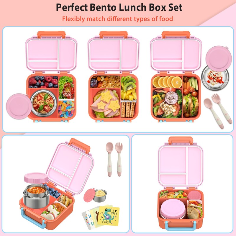 Kids Bento Lunch Box with 9oz Soup Thermo Leakproof Lunch