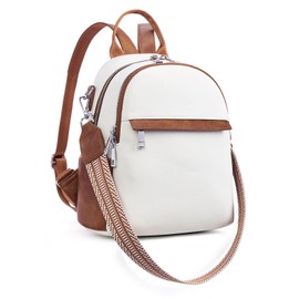 Lexiyat Small Backpack Purse for Women Leather Mini Convertible Designer Backpack Travel Shoulder Fashion Bag Beige