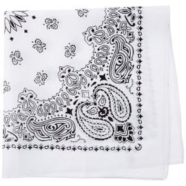 Fox Outdoor 83-02 22" X 22" Bandanna - White/Black Paisley