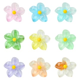 Airssory 18 pcs 9 Colors Luminous Plumeria Gradient Color Resin Cabochons Hawaii Flower Floral Frangipani Flatback Charms for DIY Jewellery Making Nail Photo Hair Phone Decor