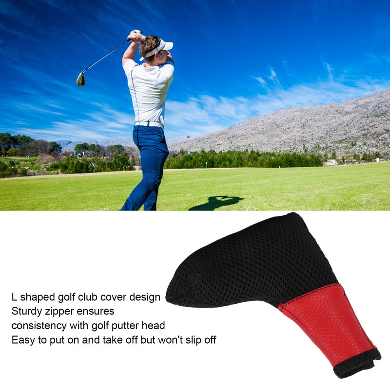 L Shaped Mesh Golf Head Cover Golf Club Putter Headcover