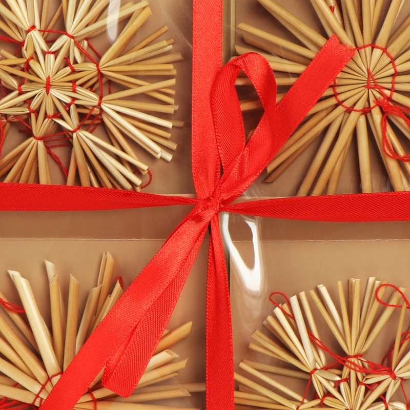com-four® 12-Piece straw stars set - Christmas tree decorations made