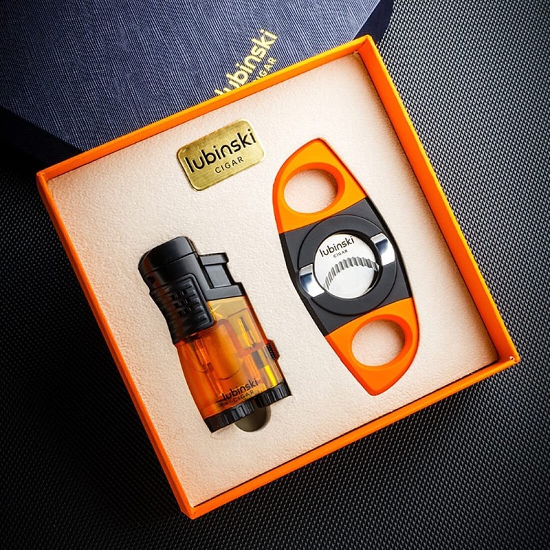 LUBINSKI Torch Lighter and Cutter Gift Set, Multifunction 3 Jet