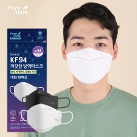 Puremate Newbreeze KF94 Large Mask 30 Sheets Adult Cute, White 30 Sheets (5 Sheets) / 퓨어메이트 뉴브리즈 KF94 대형 마스크 30매입 성인 귀편한, 화이트 30매(5매입)