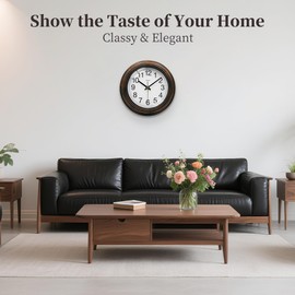 TAHEAT 8.5 Inch Wall Clock, Battery Operated Silent Non Ticking - Vintage Gold Copper Kitchen Clock for Living Room, Bedroom, Office, Bathroom - Easy to Read Retro Decorative Wall Clocks​