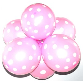 Happium - 12" Assorted Latex Polka Dot Balloons Pack of 10 (Baby Pink)