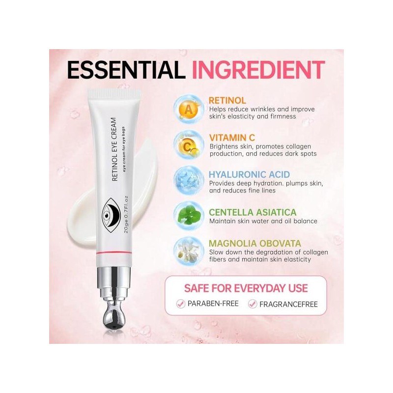 Retinol 아이백의 즉각적인 감소 - 레티놀 크림 다크서클, 눈 밑