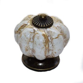 DIY Decor Hub-Set of 20 Antique Brass Ceramic Pumpkin Knobs, Handles Pulls for Cabinets, Cupboard Dresser, Drawers, Kitchen Furniture or Kids Room