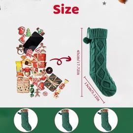 Green 18 Large witfox Christmas Stocking - 1 Pack Cable Knit Fireplace Hanging Xmas Party Decor