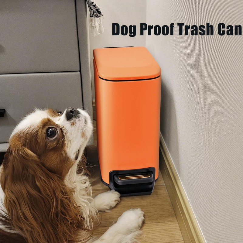 Cesun Small Bathroom Trash Can with Lid Soft Close, Step