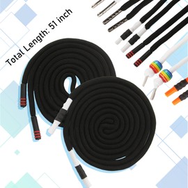 EKIND 2PCS 51 Inch Long Universal Drawstring Cords Replacement with 1PC Easy Threaders, Suitable for Sweatpants,Shorts,Hoodie String, Simple and Durable(Black Cord, Cylindrical Soft Head)