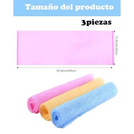 Esponja Para Baño, Paquete de 3 Toallas Exfoliantes Corporales 90x30 cm, Zacate Para Cuerpo, Estropajo de Nylon para Ducha, Secado Rápido, Ideal para Espalda y Cuidado Personal