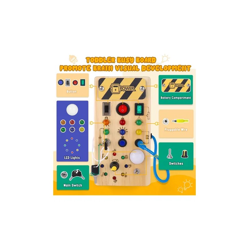 Tabla De Actividades Montessori Con 8 Luces Led Interactivas