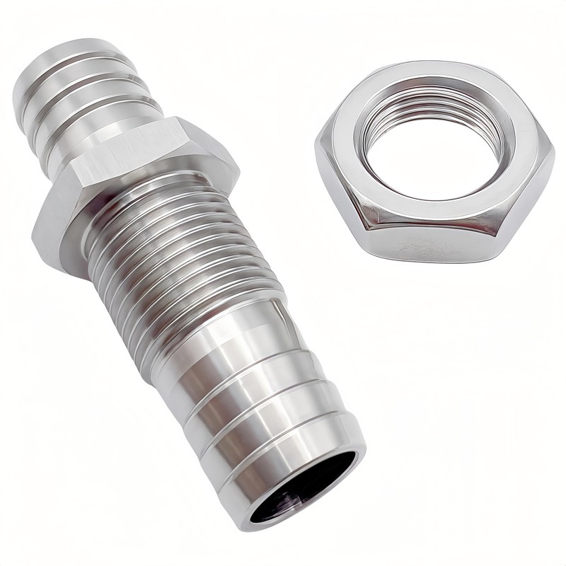 Lophtnix 2PCS 304 Stainless Steel Hose Barb Fitting Thru-Bulk Bulkhead