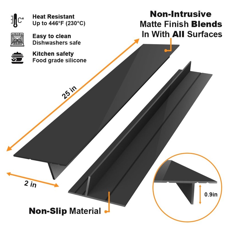 Foldable Stove Gap Filler Kitchen Counter Range Guards 25inch,Silicone Stove