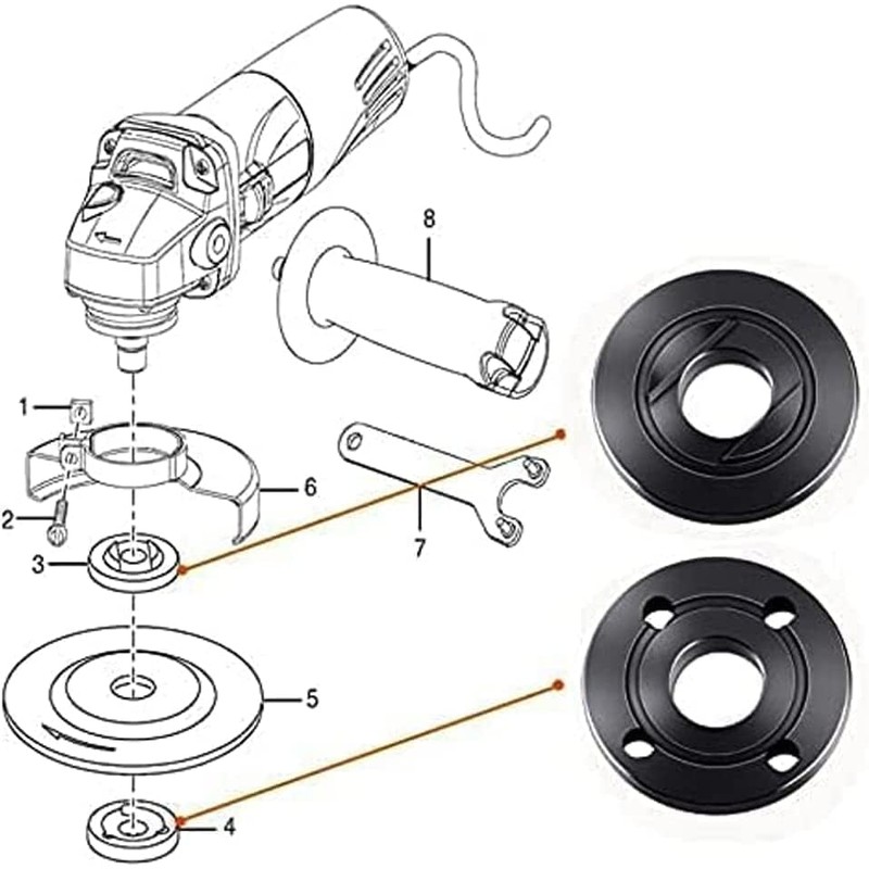 Inner Outer Angle Grinder Flange Nut Compatible with Dewalt Ryobi