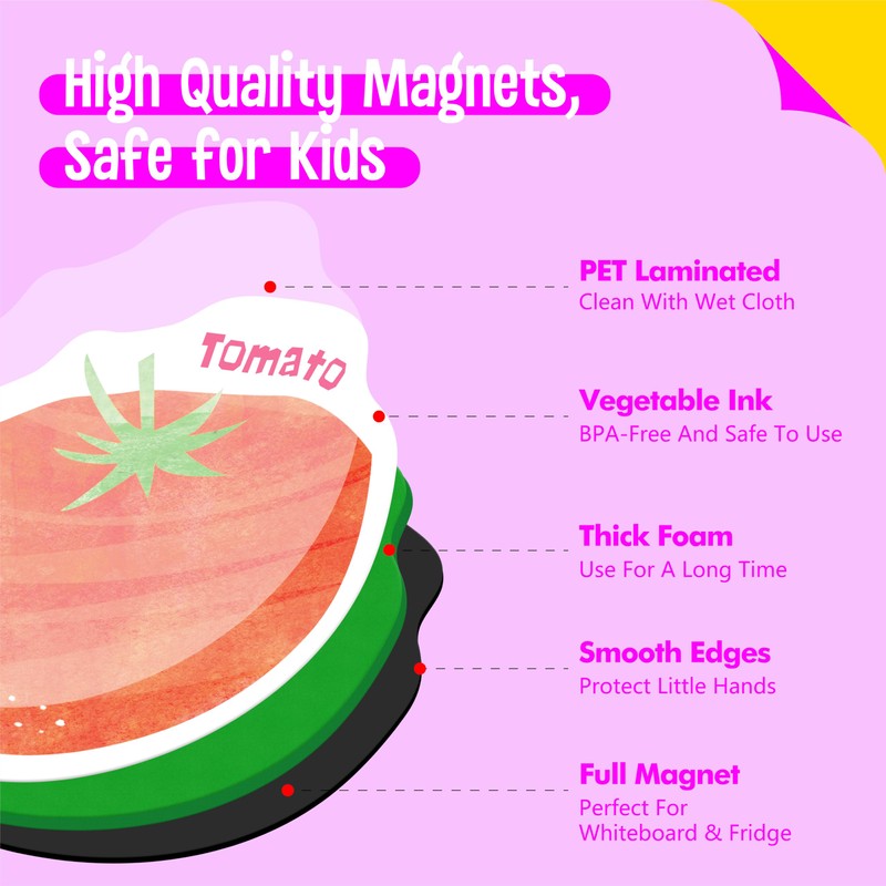 35 PCS Fruit & Vegetable Magnets, Adorable Magnetic Fruits Veggies