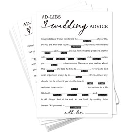 bxtala Bridal Shower Game Cards, Ad Libs Wedding Advice Games, Bride and Groom Party Fun Activities, 30 Game Cards, Engagement Wedding Party Supplies -A