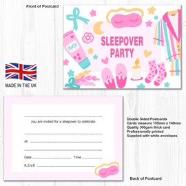 Olivia Samuel 20 x Sleepover Party Invites from A6 Double Sided Cards with Envelopes