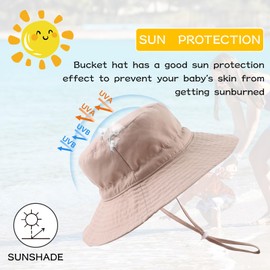 PEECABE Baby Sun Hat Summer Sun Protection Toddler Bucket Hat Wide Brim Adjustable Chin-Strap Beach Cap (CA/US, Age, 3 Years, 8 Years, Navy+Khaki)