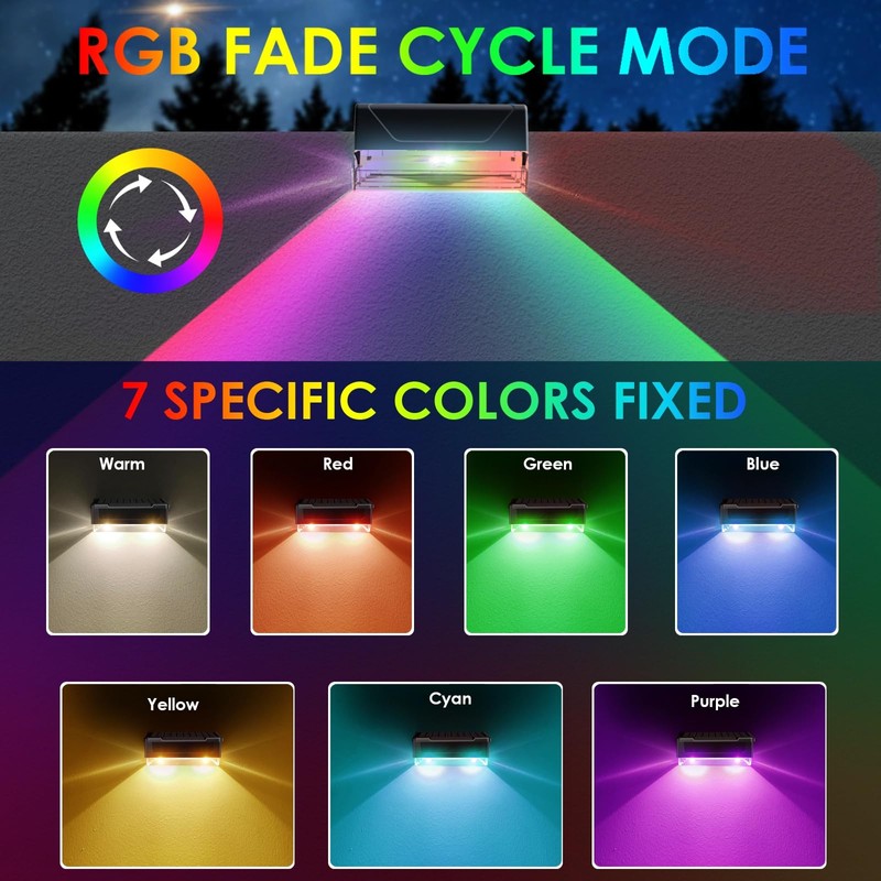LIANGLOME 12PK Solar Fence Lights Outdoor Waterproof LED - Warm
