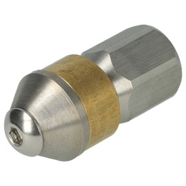 vhbw Pipe Cleaning Nozzle Compatible with Kränzle Pressure Washer - Stainless Steel, 1/8 Inch Female Thread, Rotating, Silver, Gold