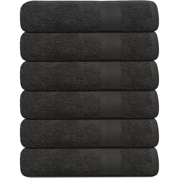 KAHAF COLLECTION 100% Cotton Bath Towels, Grey 24x48 Pack of 6 Towels, Quick Dry, Highly Absorbent, Soft Feel Towel, Gym, Spa, Bathroom, Shower, Pool, Luxury Soft Towels